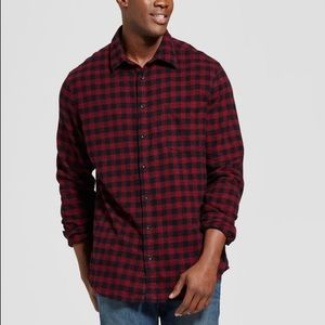 Goodfellow Red and Black Plaid Flannel Button Down